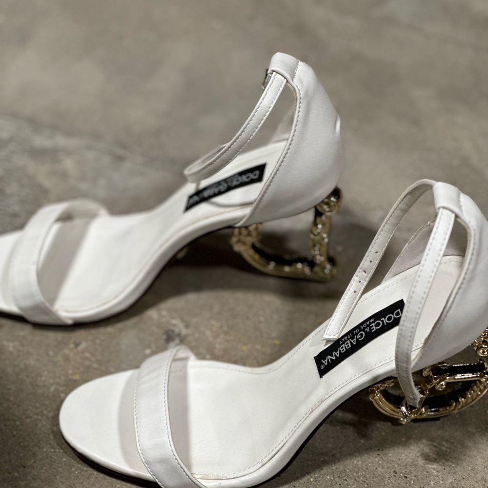 Dolce & Gabbana White and Gold Heels